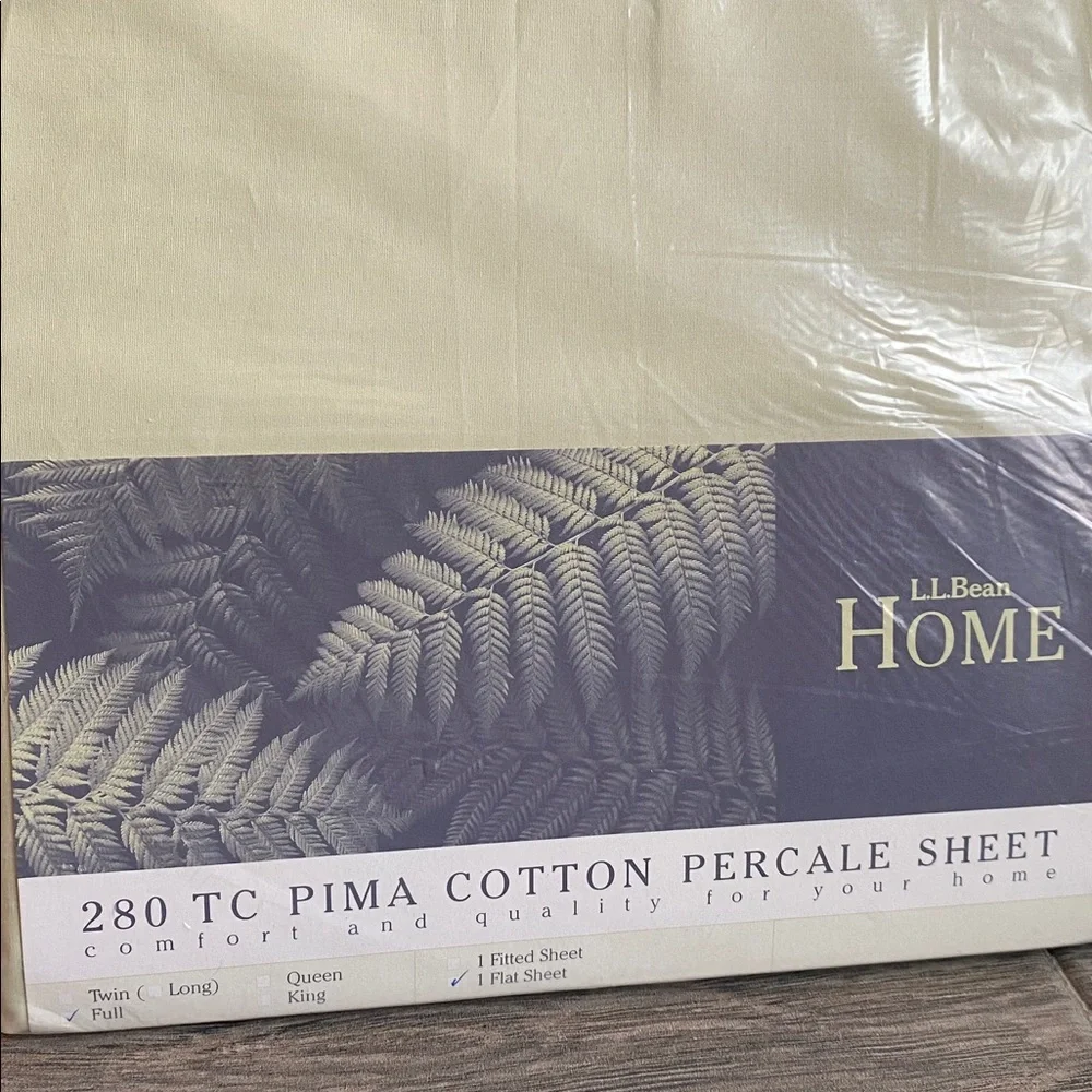 L.L. Bean Home Pale Green Full Pima Cotton Percale Sheets Flat and Fitted NIP